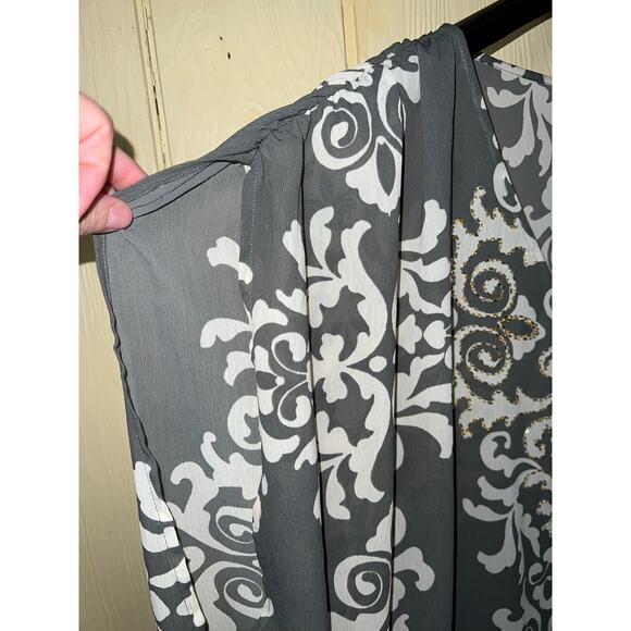 Lane Bryant Top Blouse Womens 4X Embellised Gold Beaded Crinkle Chiffon Dolman - Picture 5 of 8